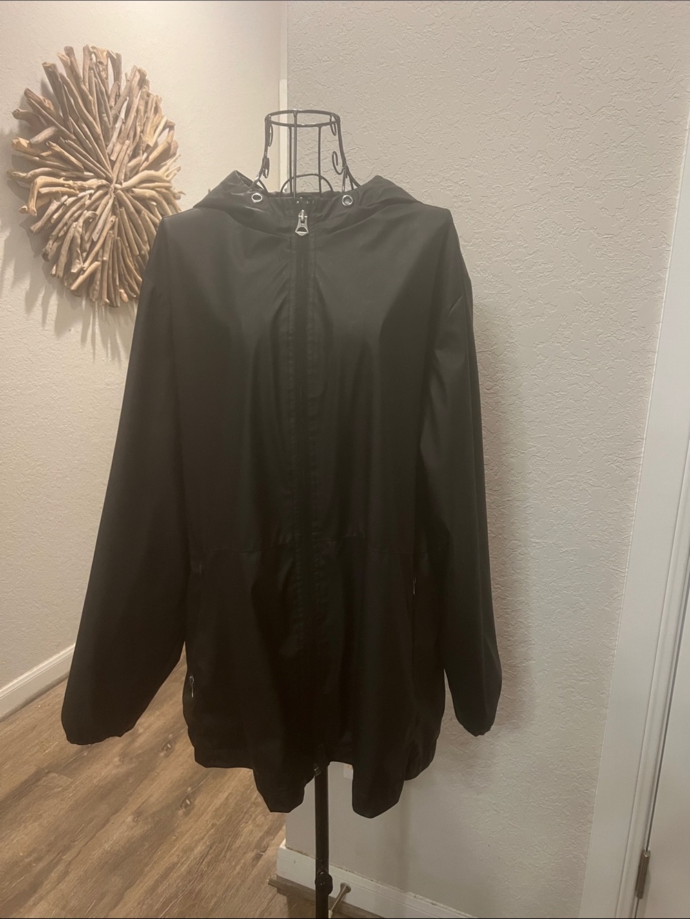 WP Weatherproof Women's Black Hooded Rain Jacket